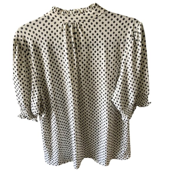 Adrianne Papell NWOT White Polka Dot Rushing Ruffle Blouse XL - Picture 5 of 7